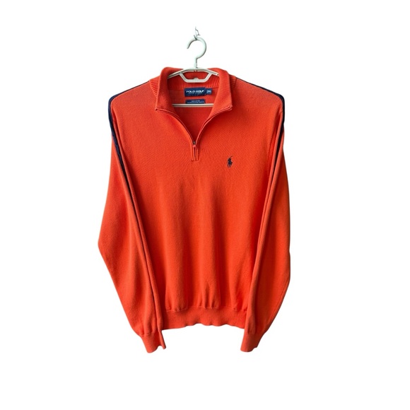 Polo Golf by Ralph Lauren Men's Vibrant Orange 1/4 Zip Sweater - Picture 1 of 6